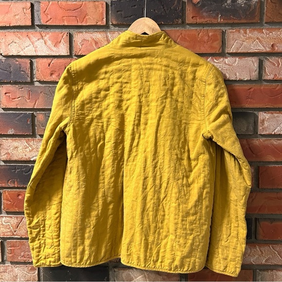 EILEEN FISHER Quilted Mustard Yellow Boxy Fit Coat - Picture 5 of 7